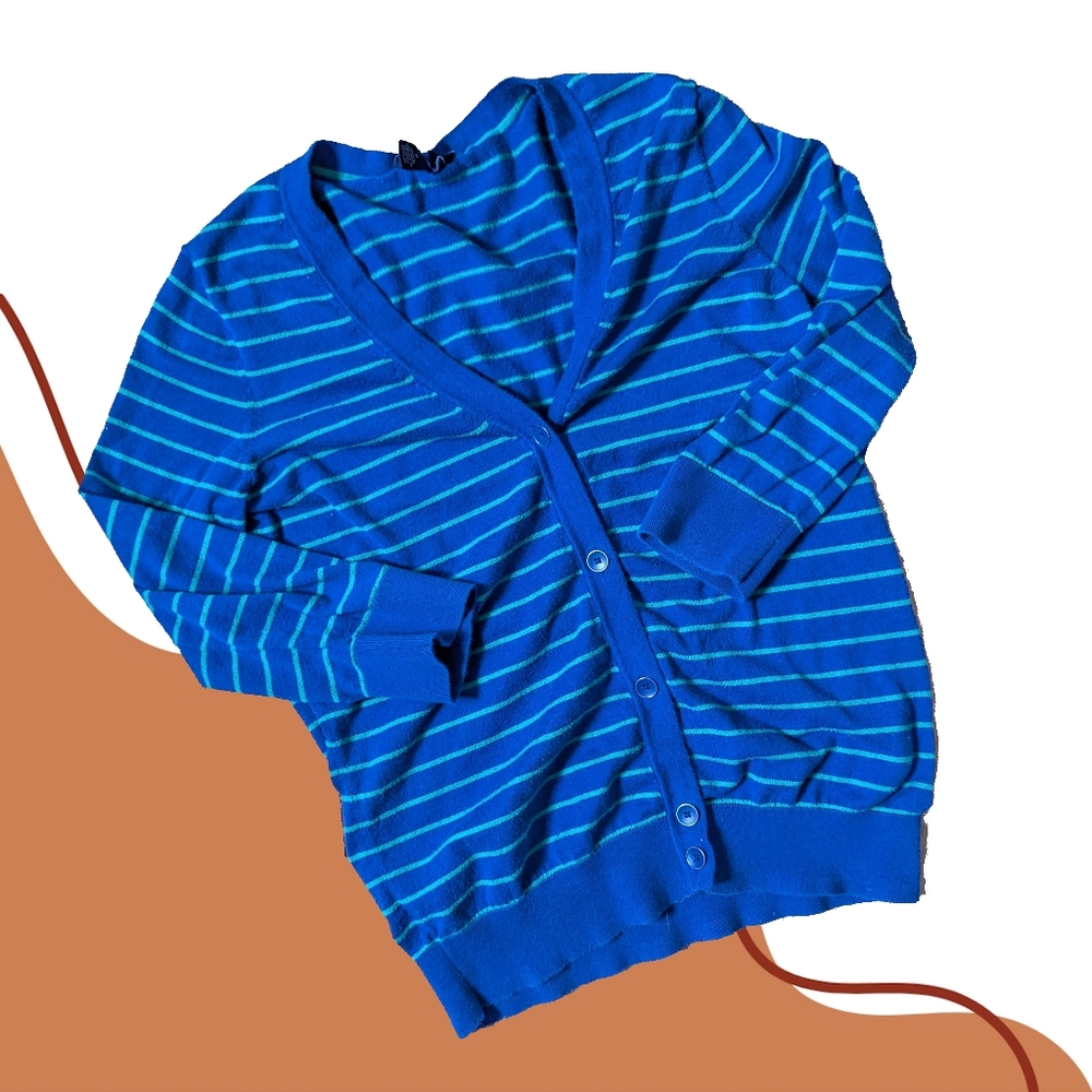 Tommy Hilfiger Blue + Green Striped Cardigan